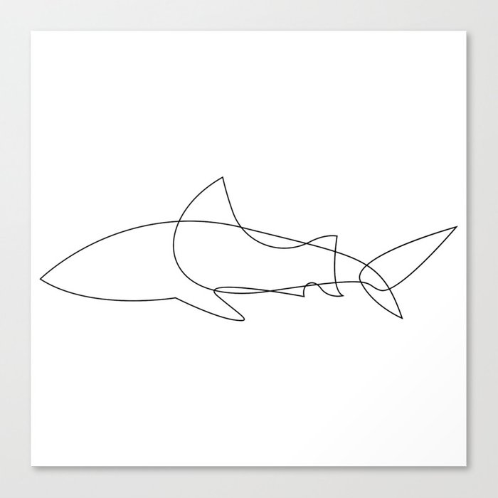 700x700 One Line Shark Canvas Print - Shark Line Drawing