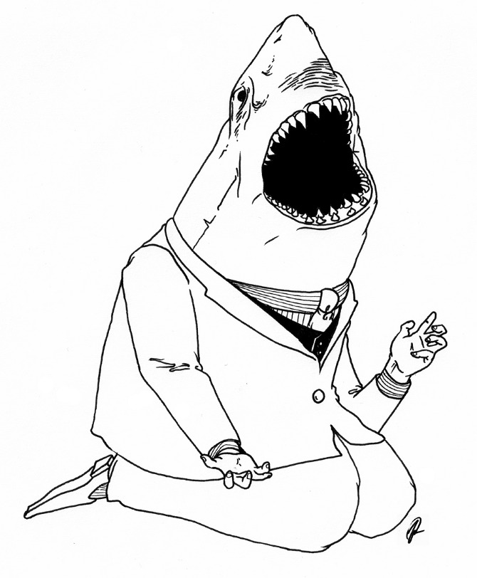 670x812 Shark Drawing Mask For Free Download - Shark Line Drawing