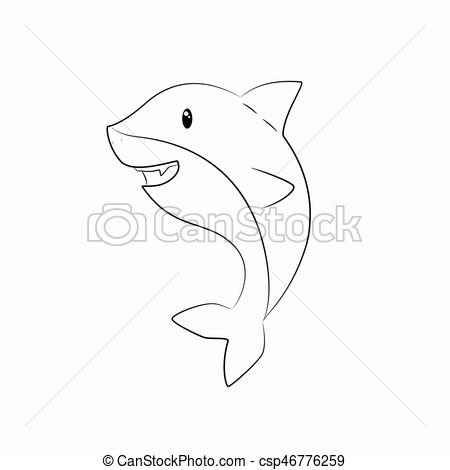 450x470 cute shark line art vector cute shark line art vector - Shark Line Drawing