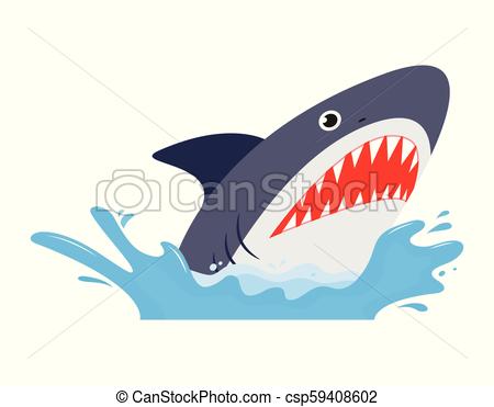 450x371 shark with open mouth and sharp teeth vector illustration in flat - Shark Mouth Drawing