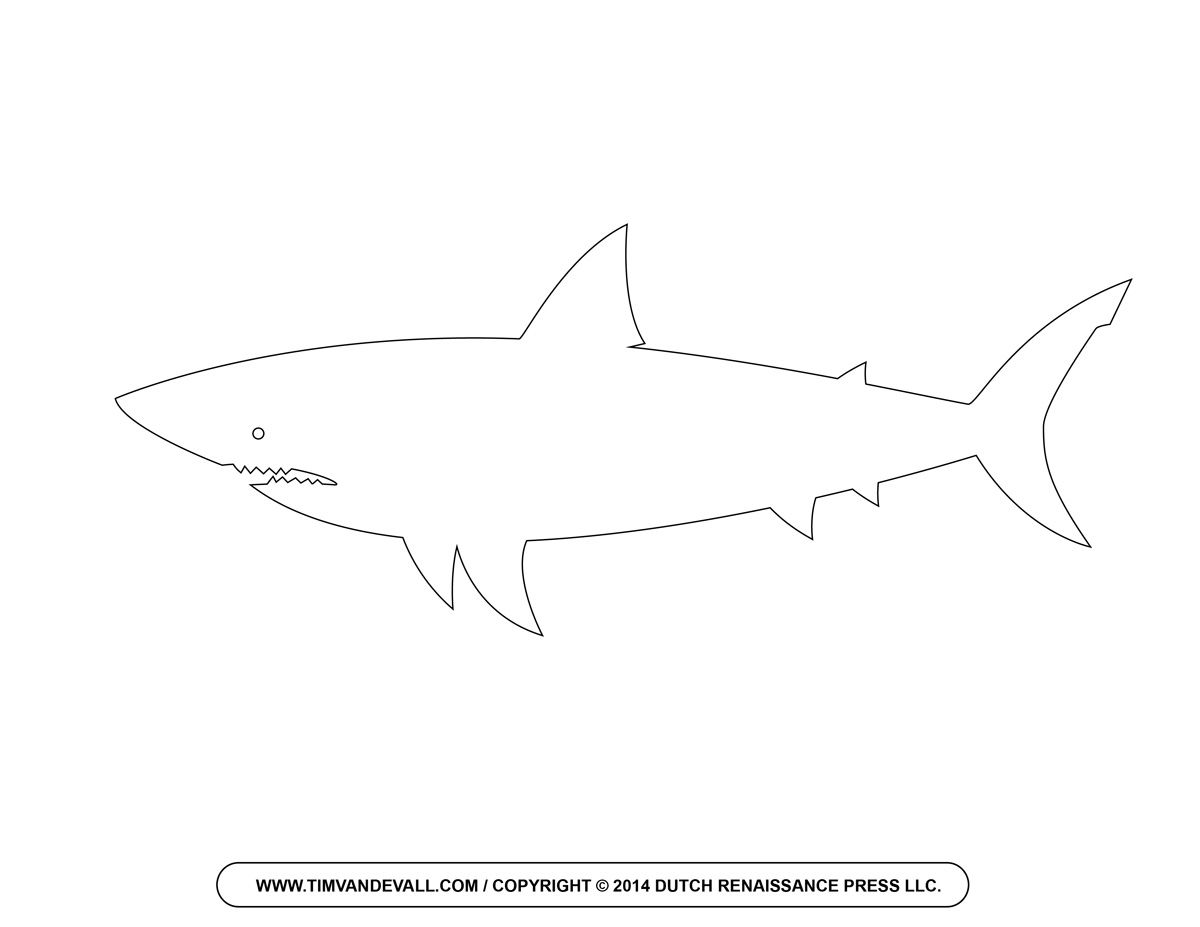 1200x927 free cartoon shark clipart shark outline and shark silhouette - Shark Outline Drawing