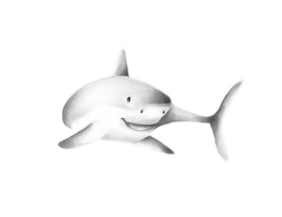 570x440 shark nursery print nautical art ocean animals sea etsy - Shark Pencil Drawing