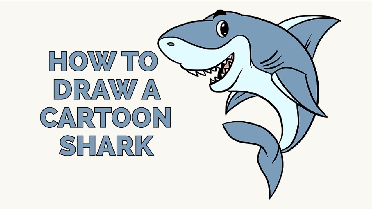 1280x720 How To Draw A Cartoon Shark In A Few Easy Steps Drawing Tutorial - Shark Simple Drawing