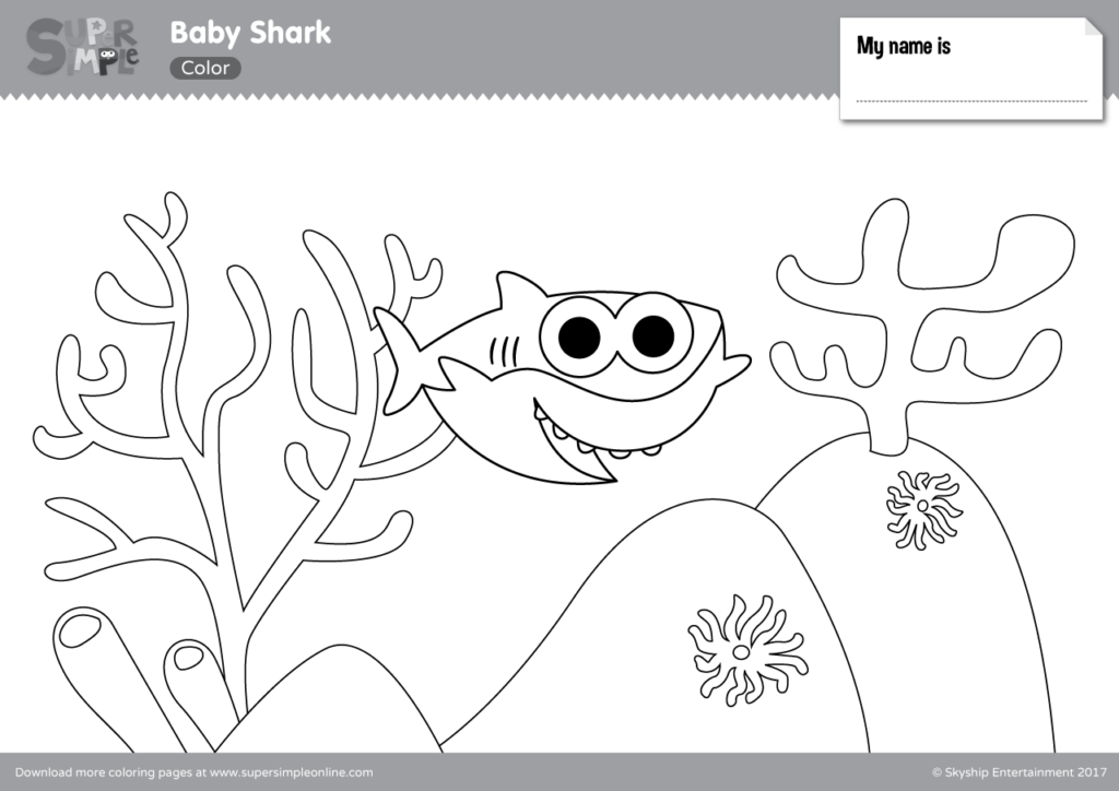 1024x724 Baby Shark Coloring Pages - Shark Simple Drawing