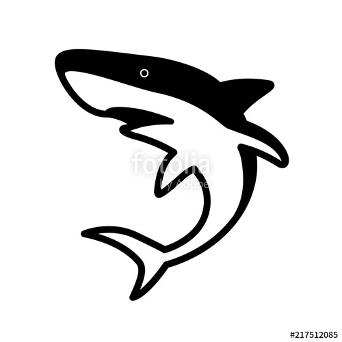 500x500 Shark Vector Icon Logo Clip Art Character Cartoon Illustration - Shark Tail Drawing