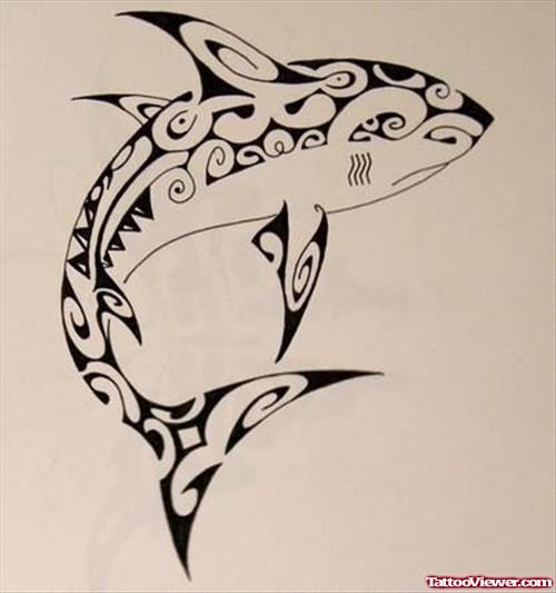 500x533 tribal shark tattoo sketch tattoo - Shark Tattoo Drawing