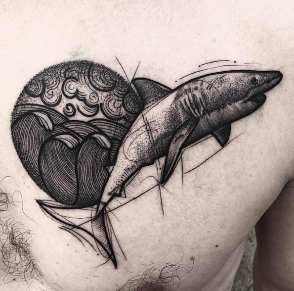 595x588 shark tattoos that will leave your jaws dropped custom - Shark Tattoo Drawing