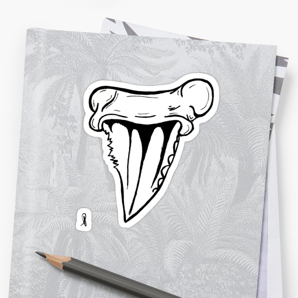 1000x1000 small shark tooth sticker - Shark Tooth Drawing