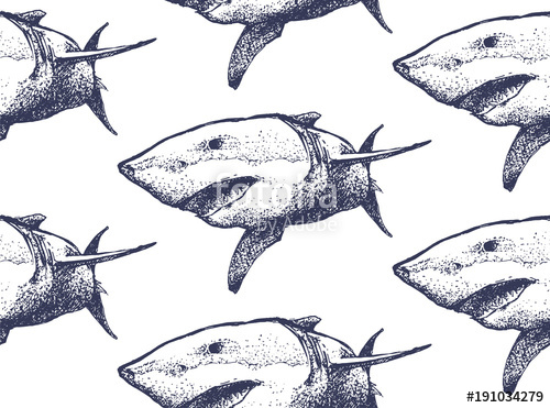 500x371 seamless texture repeating background tile pattern ornament - Shark With Mouth Open Drawing