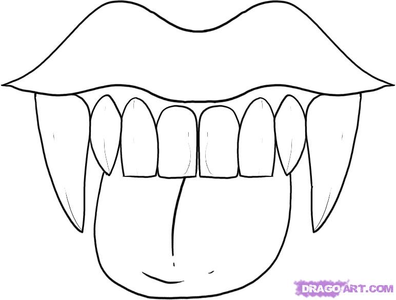 772x585 step how to draw vampire fangs and teeth - Sharp Teeth Drawing