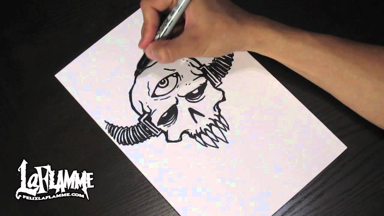 1280x720 skull drawing with sharpie - Sharpie Drawings