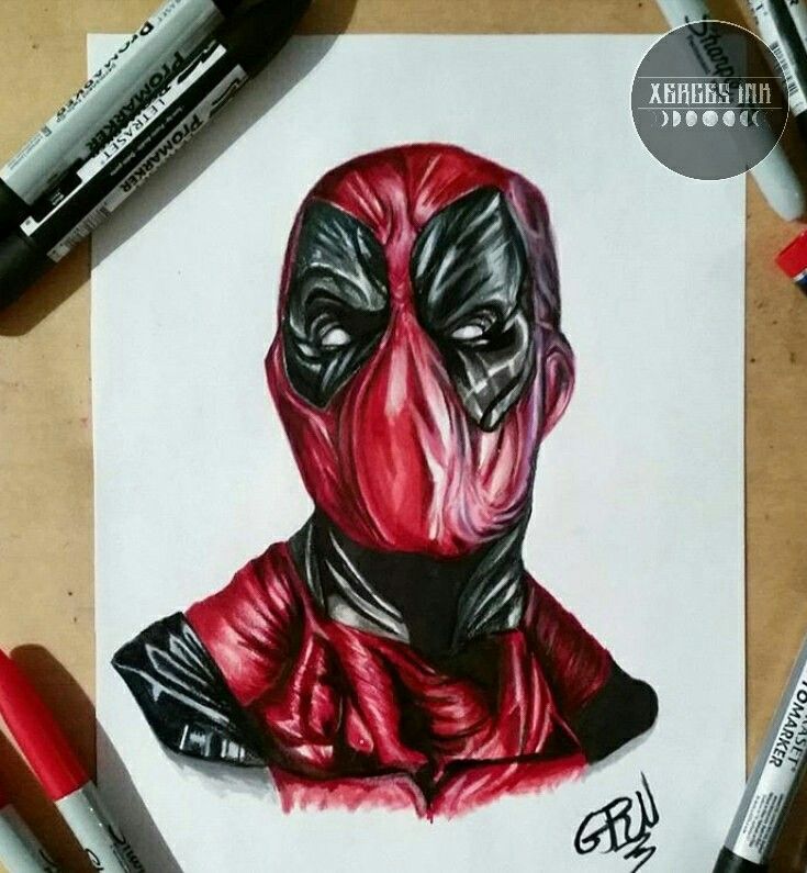 735x795 deadpool drawing made with sharpie markers xerces ink art - Sharpie Marker Drawings