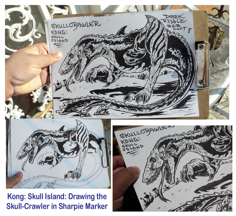 934x856 drawing the skull crawler in sharpie marker - Sharpie Marker Drawings