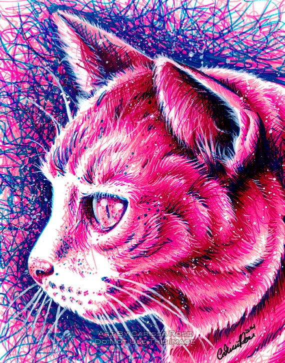 570x725 sharpie marker cat drawing - Sharpie Marker Drawings