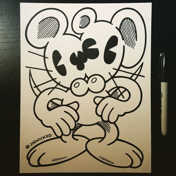 570x570 sharpie sketch drawing happy happy conjoined twin rat etsy - Sharpie Pen Drawing