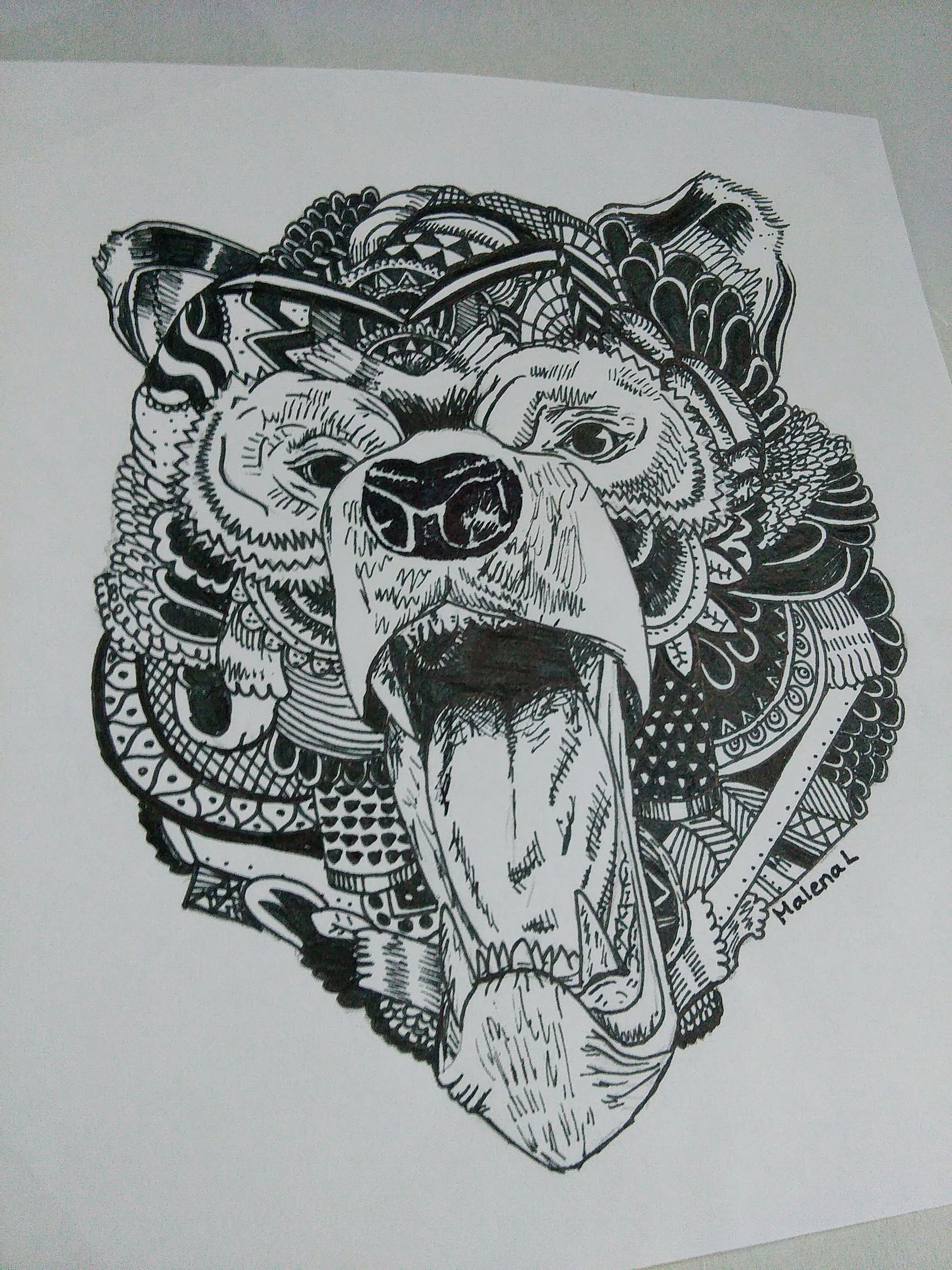 1944x2592 Zentangled Bear With Sharpie Pen Day Drawing Challenge - Sharpie Pen Drawing