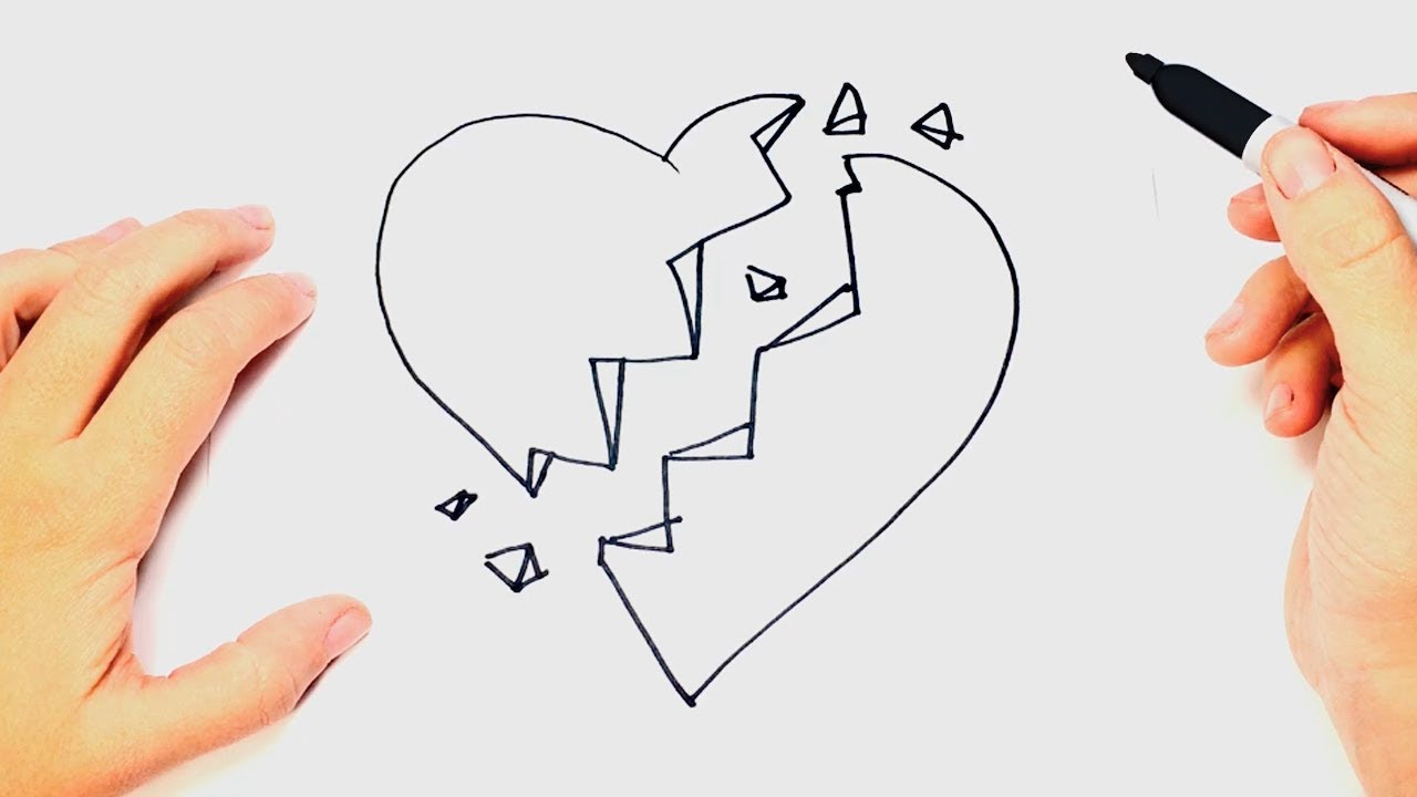 1280x720 how to draw a broken heart step - Shattered Heart Drawing