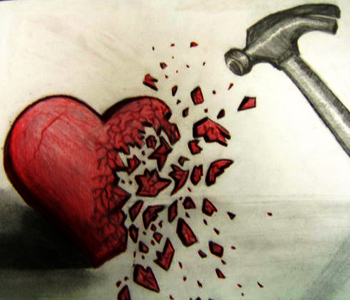 493x422 Broken Heart - Shattered Heart Drawing