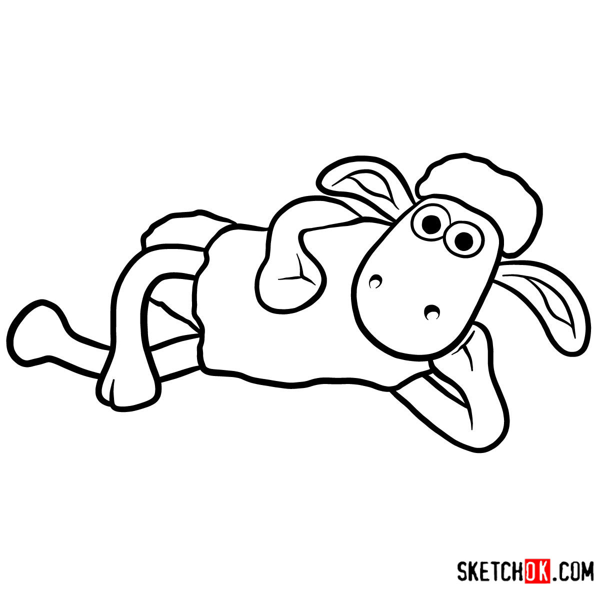 1200x1200 how to draw shaun the sheep lying on the farm - Shaun The Sheep Drawing