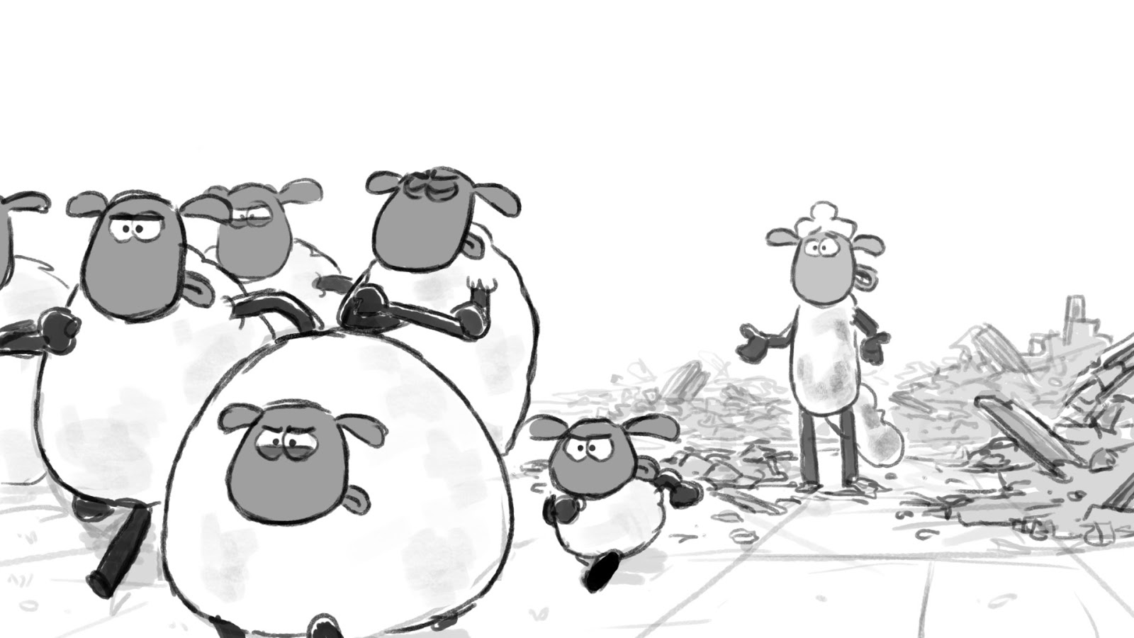 1600x900 the little wolf shaun the sheep the farmer's llamas - Shaun The Sheep Drawing