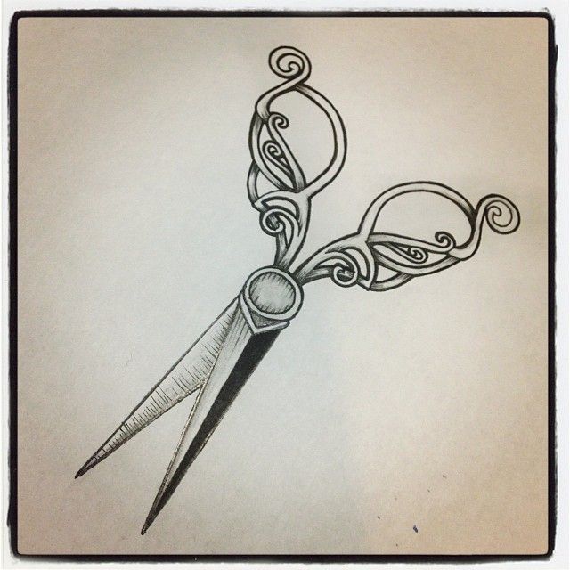 640x640 Vintage Shears Tattoo - Shears Drawing