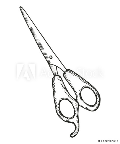 417x500 Shears Drawing Of Hair Vector Illustration - Shears Drawing