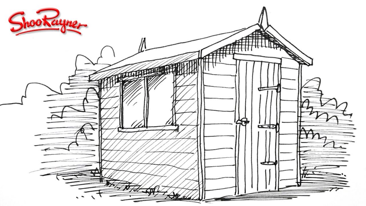 1280x720 How To Draw A Garden Shed - Shed Drawing