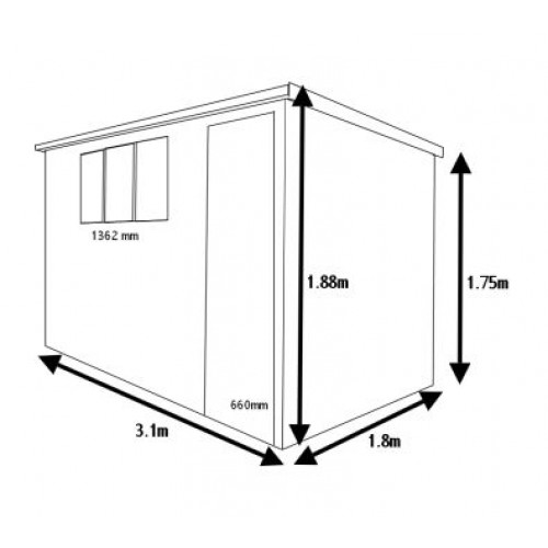 500x500 Pent Shiplap Shed X - Shed Drawing