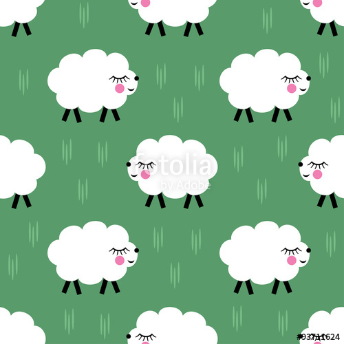 500x500 smiling lambs seamless pattern background vector baby sheep - Sheep Drawing For Kids