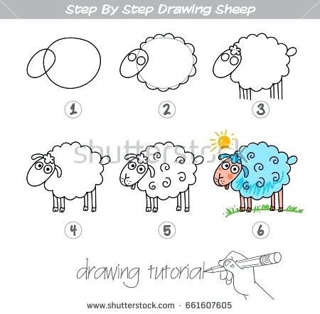 450x442 Drawing Tutorials Step - Sheep Drawing Step By Step
