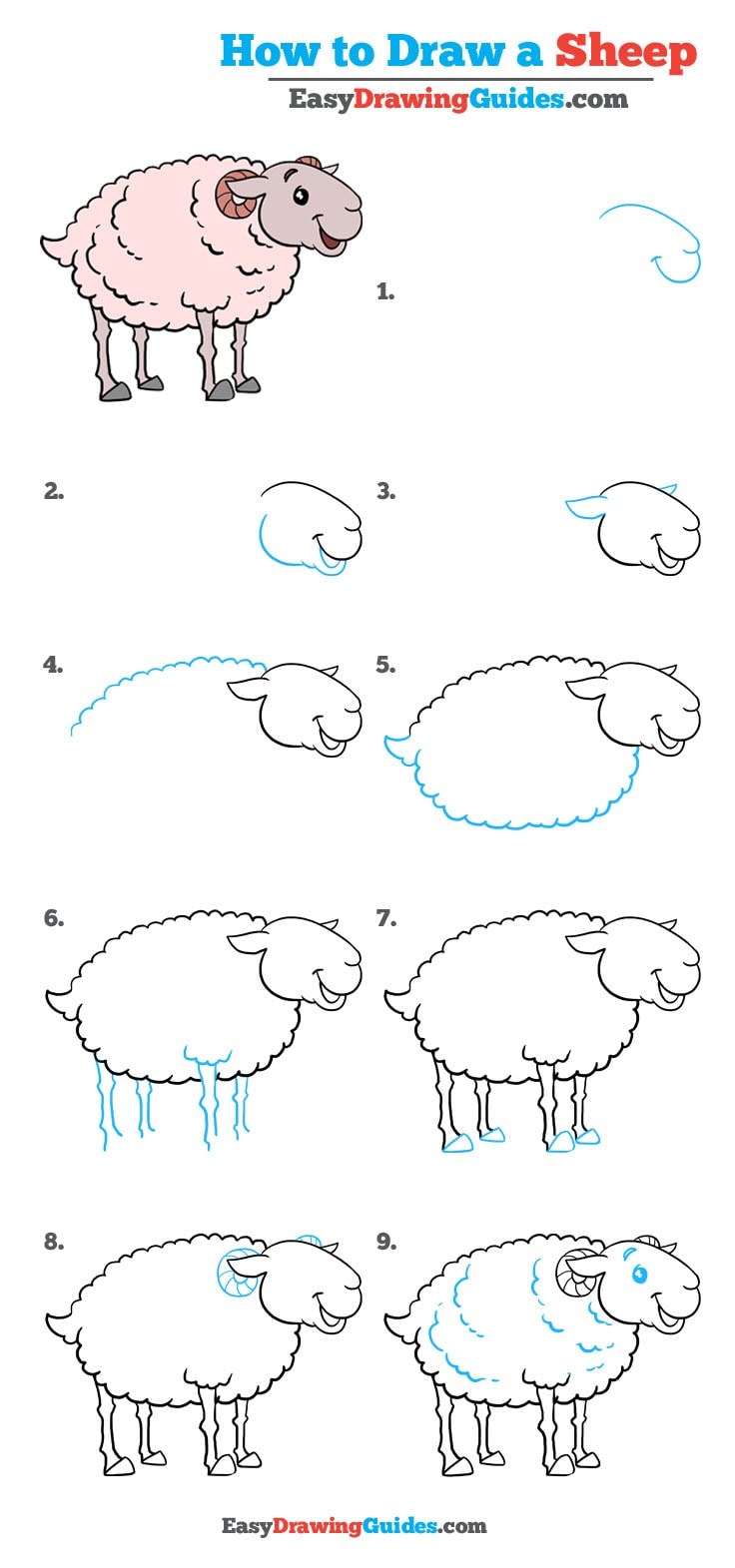 736x1571 How To Draw A Sheep Really Easy Drawing Tutorial - Sheep Drawing Step By Step