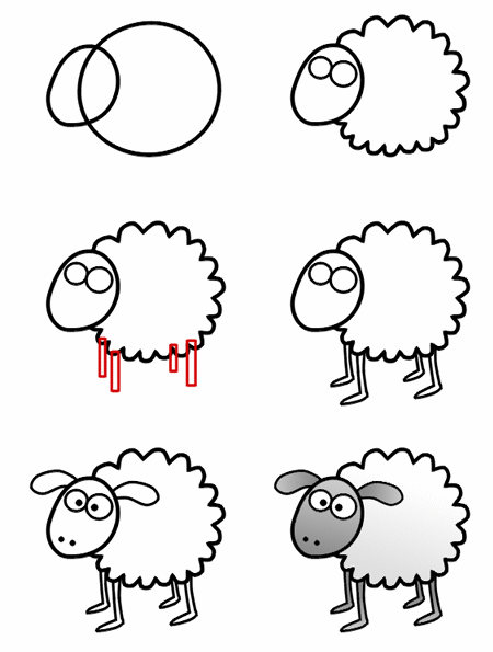 450x595 Drawing A Cartoon Sheep Children's Church Drawings, Art, Art - Sheep Drawing Step By Step