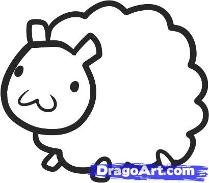 410x359 Step How To Draw Rainbow Sheep, Rainbow Sheep - Sheep Drawing Step By Step