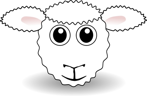 600x393 Funny Sheep Face White Cartoon Free Vector In Open Office Drawing - Sheep Face Drawing