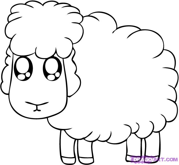 721x666 How To Draw A Cartoon Sheep, Step - Sheep Face Drawing