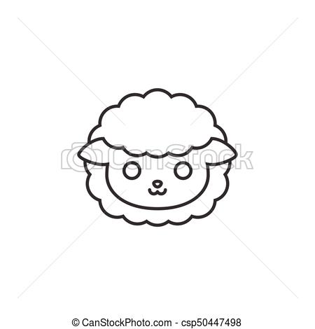 450x470 Cute Cartoon Face Of Sheep, Line Icon - Sheep Face Drawing