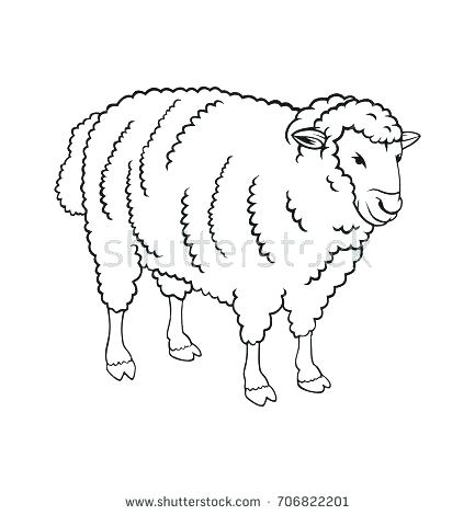 433x470 Sheep Face Coloring - Sheep Outline Drawing