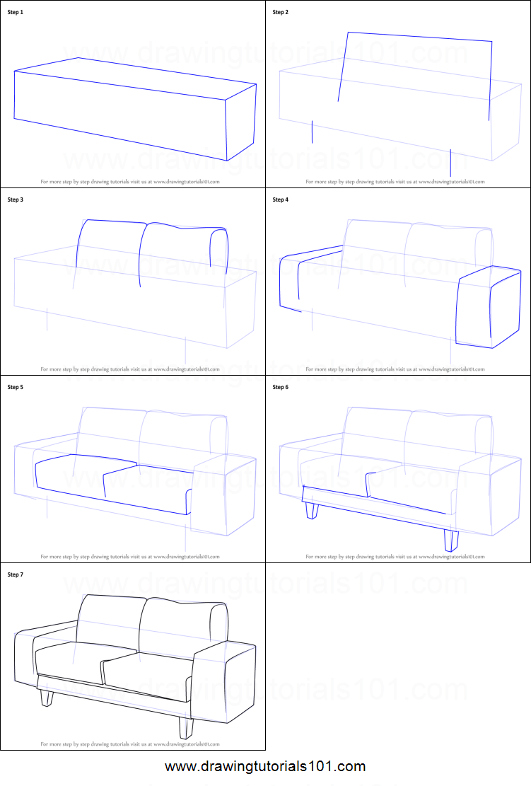 751x1111 how to draw a couch printable step - Sheet Drawing