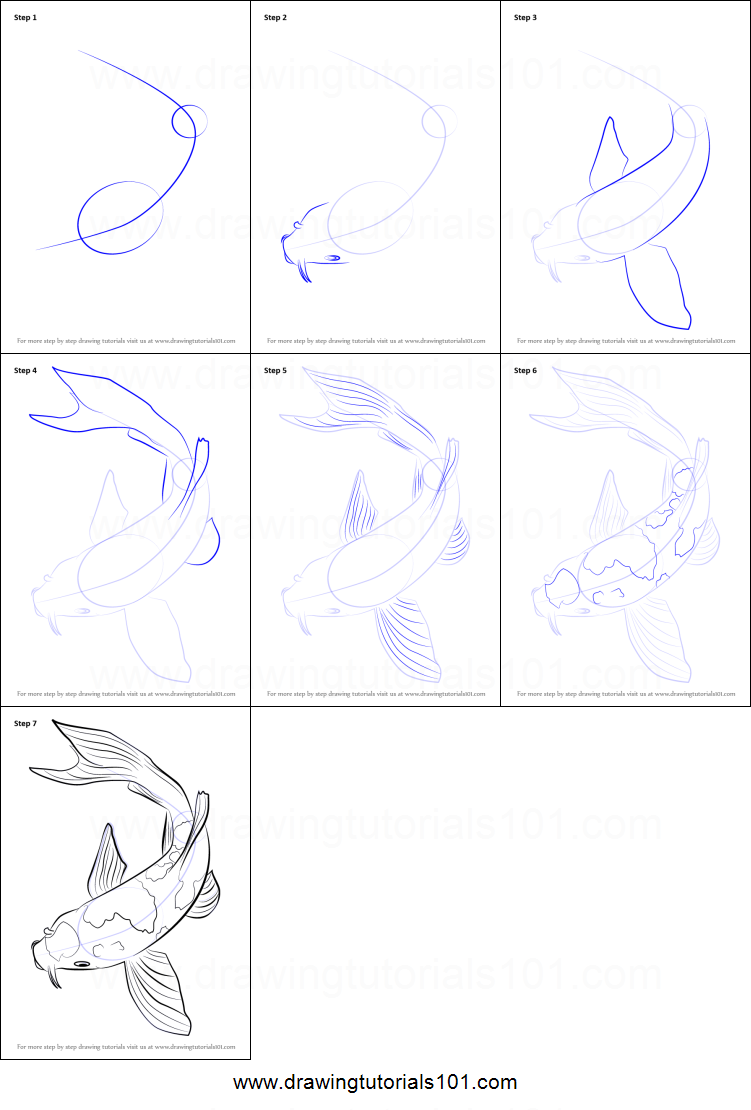751x1110 How To Draw A Koi Fish Printable Drawing Sheet - Sheet Drawing