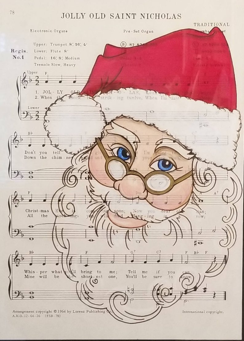 794x1109 jolly old st nick sheet music drawing etsy - Sheet Music Drawing