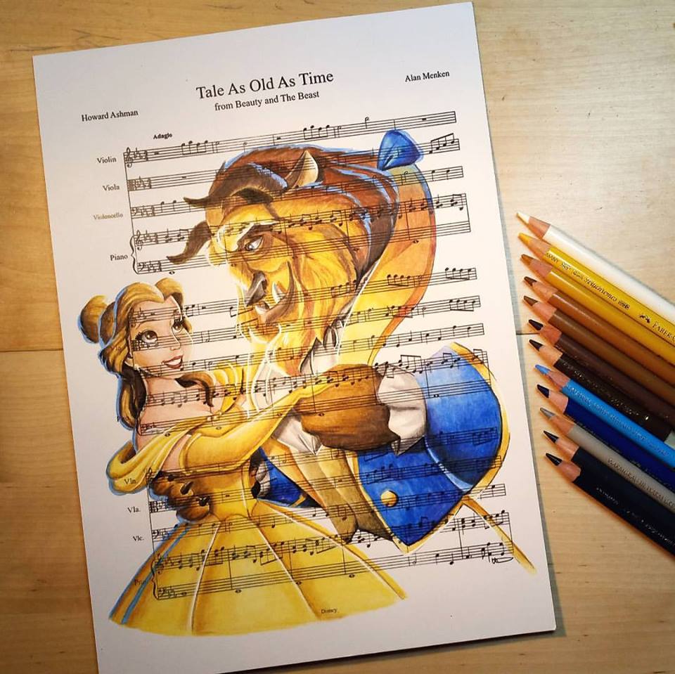 960x959 Sheet Music Art On Bristol Paper - Sheet Music Drawing
