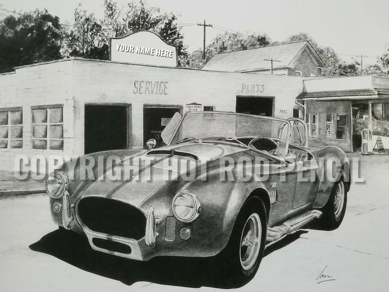 794x596 ac cobra shelby personalized pencil drawing print etsy - Shelby Cobra Drawing