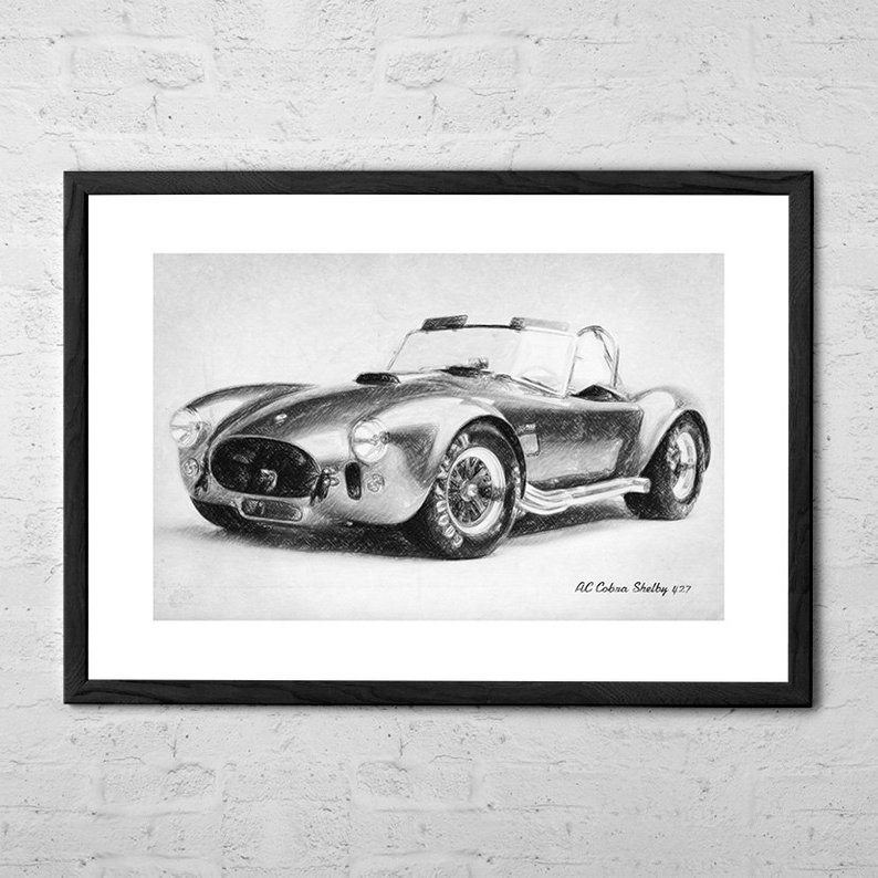 794x794 ac cobra shelby drawing sports car car drawing car etsy - Shelby Cobra Drawing
