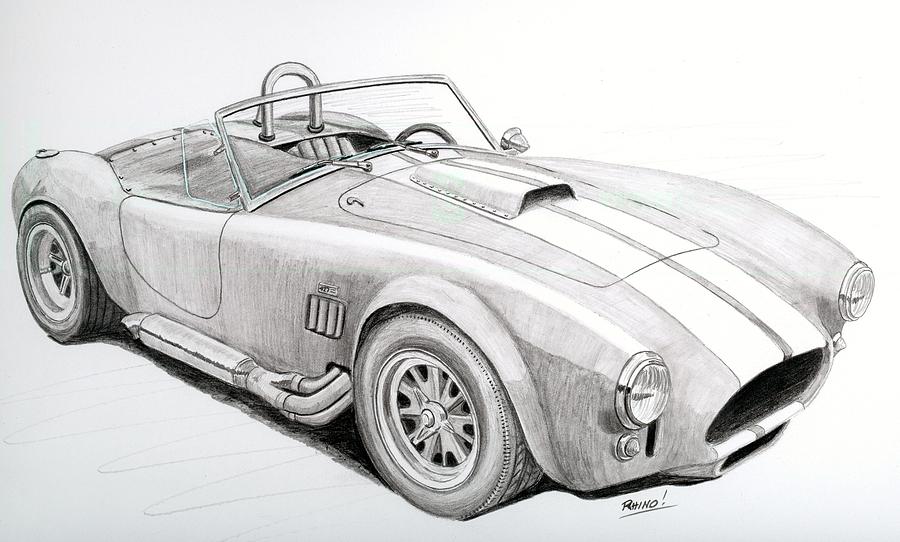 900x542 ac ford cobra with drawing - Shelby Cobra Drawing