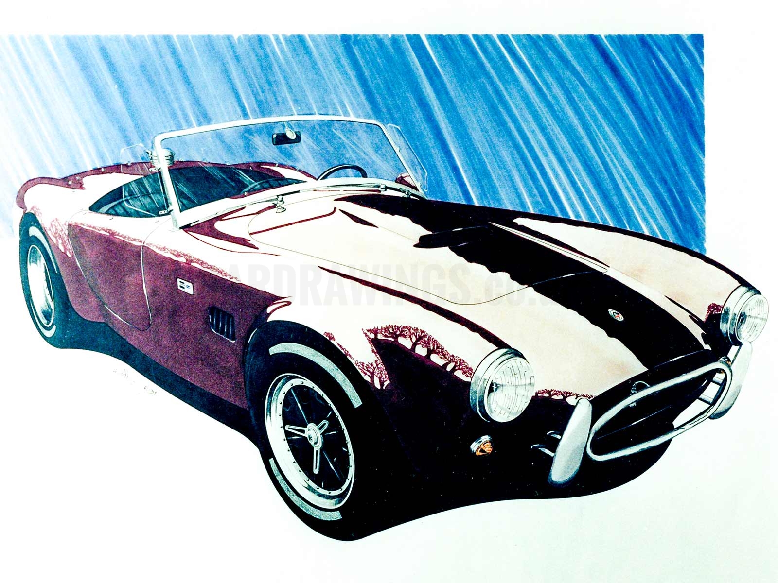 1600x1200 Car Drawings - Shelby Cobra Drawing