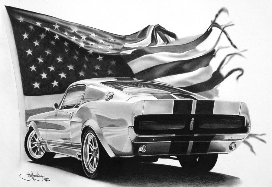 900x621 eleanor mustang drawing - Shelby Cobra Drawing