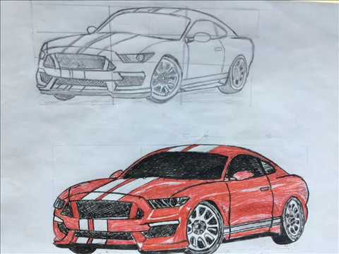 480x360 How To Draw Ford Mustang Shelby Car - Shelby Cobra Drawing
