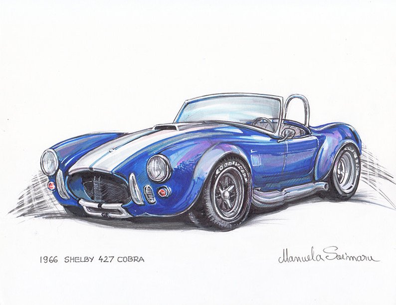794x611 shelby cobra art race car hot rod gift for boyfriend etsy - Shelby Cobra Drawing