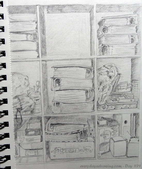 550x654 Interiors Every Day A Drawing - Shelf Drawing