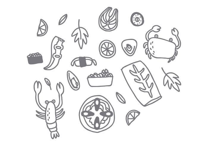 700x490 Free Style Seafood Drawing Vector - Shellfish Drawing